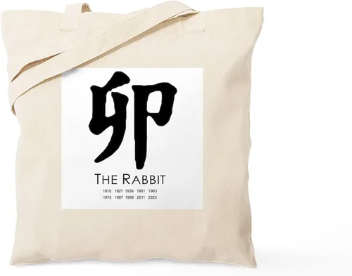 Vista 19 de CafePress Ascii Rabbit Tote Bag - Bolsa de lona natural, bolsa de compras reutilizable