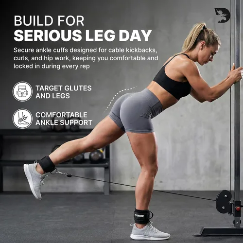 Vista 2 de DMoose Ankle Strap for Cable Machine - One Size Fit with Premium Padding, Workout Kickback Ankle Cuffs, Ankle Bands for Working Out, Booty Workouts