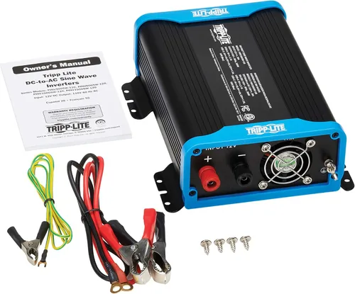 Vista 4 de Tripp Lite Inversor de corriente compacto de onda sinusoidal pura de 300 W, 2 tomas, 1 puerto de carga USB + 1 USB-C, soportes de montaje incluidos