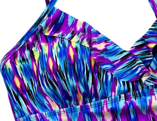 Vista 5 de Hilor Tankini para mujer con volantes fruncidos y cuello en V