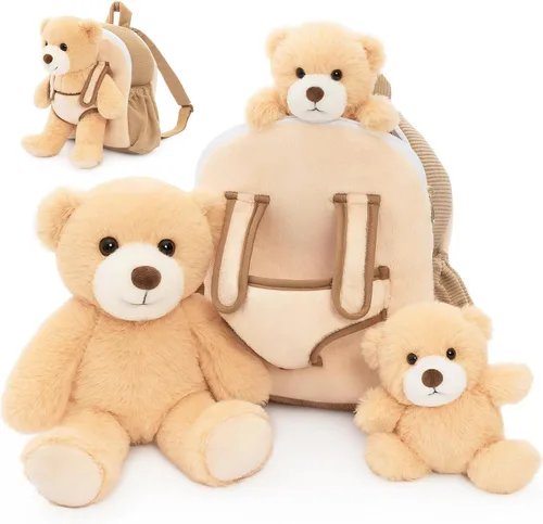 Vista 7 de MorisMos Teddy Bear Stuffed Animal, 13 Inch Bear with Backpack & 2 Babies