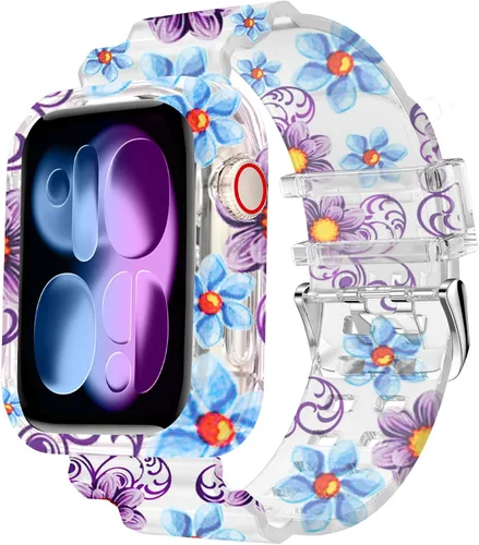 Vista 48 de DABAOZA - Correa transparente compatible con Apple Watch de 1.772 in y 1.732 in, con purpurina transparente Women Men,Glitter Bling TPU