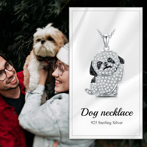 Vista 5 de Collares con colgante de perro de plata de ley S925 – 24 razas corgi/husky/labrador/pastor para mujer