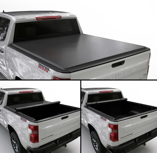 Vista 4 de Toptiny Cubierta enrollable suave para caja de camioneta, SR004, compatible con Chevy Silverado 2014 - 2018, GMC Sierra de 6 pies 5 pulgadas
