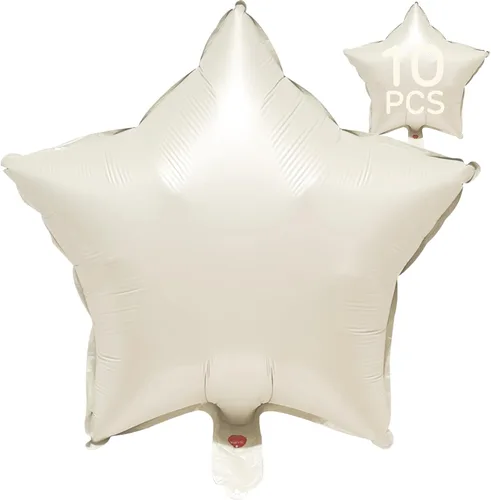 Vista 20 de Globos de estrella beige de 18 pulgadas, 10 globos de Mylar de forma estrella beige con revestimiento metálico de helio para decoraciones de fiesta