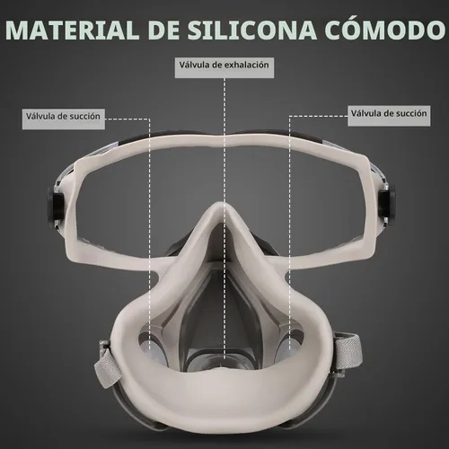 Vista 5 de Máscara de gas respirador reutilizable, respirador de media cara 2 en 1 con filtros reemplazables, protección contra productos químicos, vapores