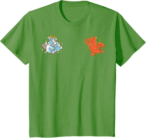 Vista 94 de Camiseta de gato ángel y diablo sentado en tu hombro Nerd Kitten, Negro