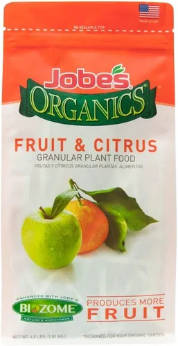 Vista 2 de Jobe's Organics 09226NA - Alimento granular para plantas, frutas y cítricos, 4 libras, marrón y 09526 Fertilizante granular orgánico multiusos