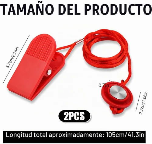 Vista 4 de 2 unids universal cinta de correr imán llave de seguridad interruptor redondo con clip para la mayoría de las máquinas de correr