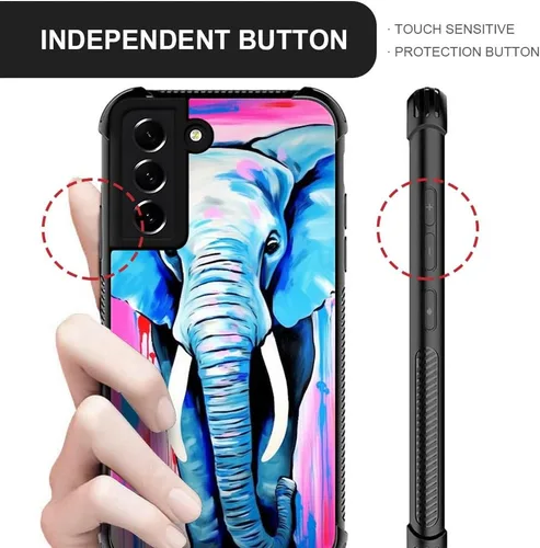 Vista 4 de Funda compatible con Samsung Galaxy S21, diseño de elefantes africanos, diseño increíble a prueba de golpes, antiarañazos, carcasa trasera