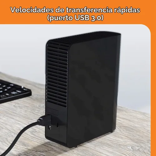Vista 4 de Western Digital Elements Disco duro externo de escritorio de 12 TB, disco duro externo USB 3.0 para almacenamiento plug-and-play - Western