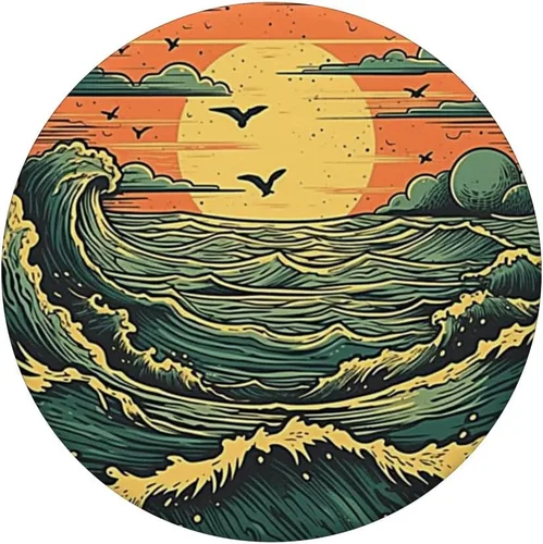 Vista 3 de Ocean Sundown Ilustración Ondas PopSockets intercambiables PopGrip