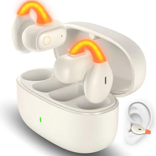 Vista 8 de TOPAUX Auriculares inalámbricos de oreja abierta con clip seguro Auriculares deportivos blancos Conducción ósea ligera Auriculares Bluetooth
