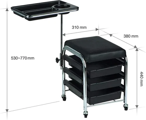 Vista 6 de Salón móvil Peluquería Peluquería Belleza Almacenamiento Carrito Manicura Uñas Cabello Herramienta Carrito Silla Pedicura Taburete Mesa