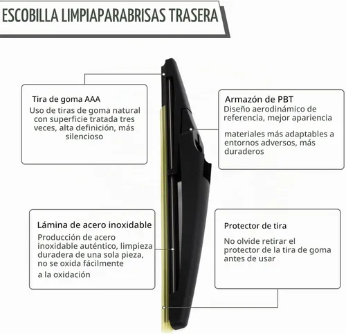 Vista 5 de Brazo y cuchilla del limpiaparabrisas trasero para Chevrolet Chevy