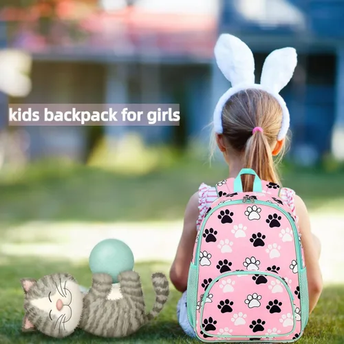 Vista 6 de LOIDOU Mochila para niños y niñas de 15 pulgadas para niños y niñas, preescolar, bolsa de libros para guardería, viajes, Rosado, Bonito y duradero