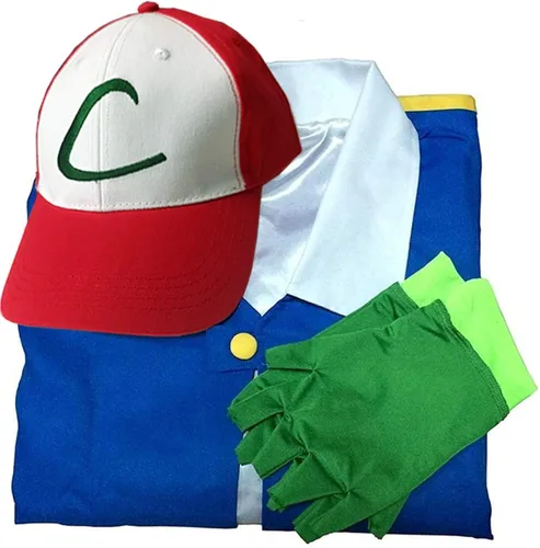 Vista 5 de Tylity Disfraz de cosplay para niños y adultos, chaqueta de guantes, conjuntos de sombrero para entrenador, camisa de Halloween