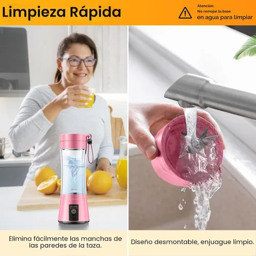 Vista 7 de Mini Personal Size Portable Blender - 375ml Small Blender Make Smoothies Blush