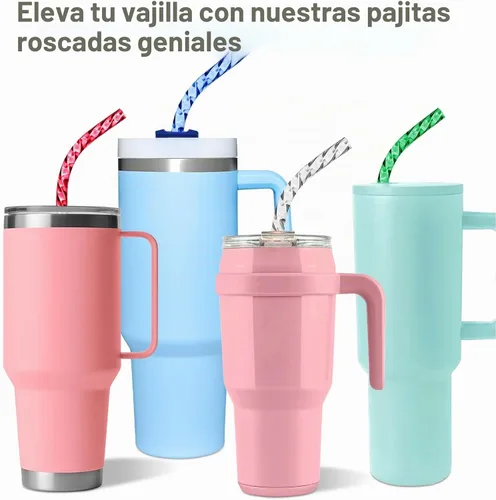 Vista 4 de Pajitas reutilizables para reemplazo de Stanley Cup, pajita larga de plástico de 12 pulgadas para vasos de 40 30 oz, pajitas duras coloridas