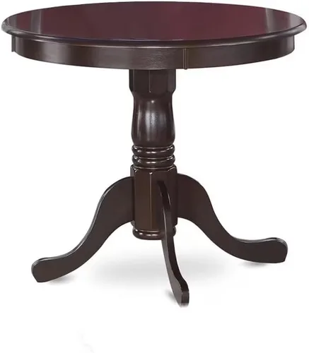 Vista 3 de East West Furniture ANLY5-CAP-LC - Juego de mesa y sillas de cocina de 5 piezas, incluye una mesa de comedor redonda con pedestal y 4 sillas
