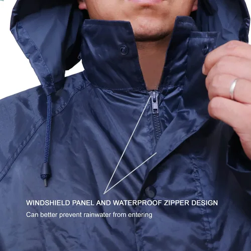 Vista 3 de Traje de lluvia para hombre, ligero, impermeable, protector impermeable (chaquetas y pantalones), ropa de trabajo para la lluvia