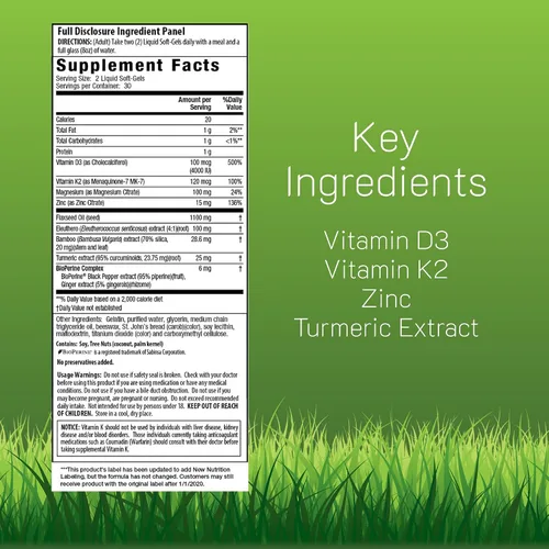 Vista 2 de Irwin Naturals Mega D3 y K2 de alta potencia + extracto de cúrcuma — 60 geles blandos líquidos