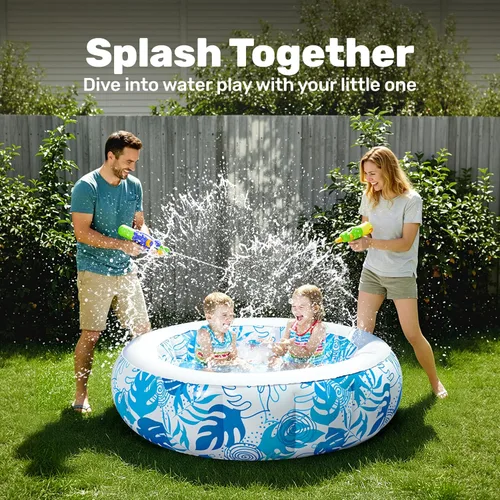 Vista 3 de SLOOSH Piscina inflable infantil para niños, piscina de 36 x 11 pulgadas con almohadilla suave para niños y niños pequeños, piscina redonda inflable