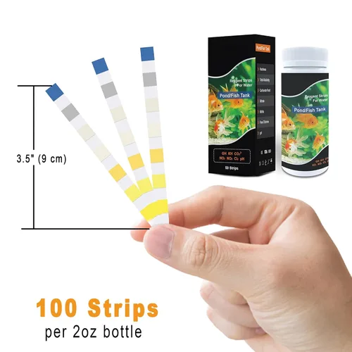 Vista 5 de JOR Tiras de prueba de agua para acuario, compatibles con piscinas, tanques de peces de agua dulce y salada, detectan pH, cloro, carbonato, dureza