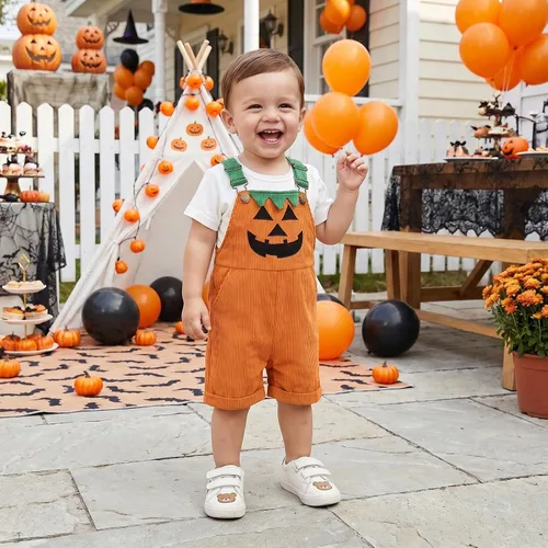 Vista 4 de Socutebabe Traje de Navidad sin mangas para niños pequeños y niñas Cara-naranja
