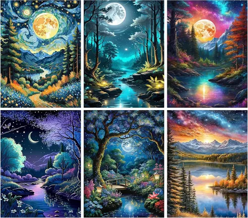 Vista 21 de Meothan - Paquete de 12 kits de arte de diamantes 5D para adultos, de animales, cristales redondos, para regalo o para decoración del hogar de 12 x