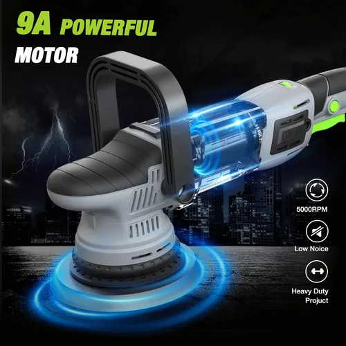 Vista 4 de WORKPRO Pulidora Buffer, Kit de Pulido Orbital Aleatorio de Doble Acción de 6 pulgadas 1080W para Detallado de Automóviles, Pulidora DA de 6