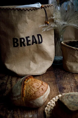 Vista 4 de KitchenCraft Natural Elements - Bolsa de pan ecológica con cordón, 1% algodón, 13.4 x 6.7 x 16.5 in