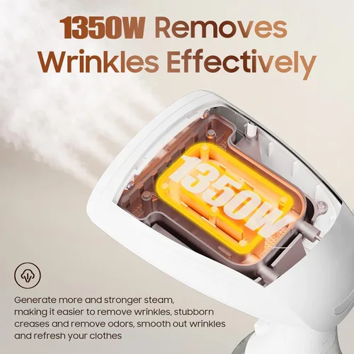 Vista 3 de Vaporizador portátil de mano para ropa, vaporizador de ropa de mano de 1350 W, calentamiento rápido 15S, removedor de arrugas de ropa que hace que