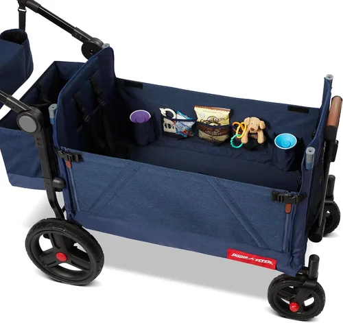Vista 11 de Radio Flyer Atlas Stroll 'N Wagon, azul marino, para mayores de 1 año, versatilidad de empuje o tracción 3 en 1, plegable con una sola mano, toldo