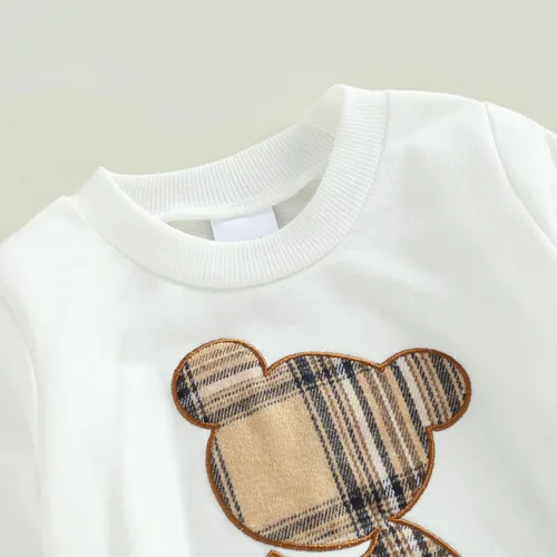 Vista 3 de Sasaerucure Conjunto de 2 piezas para bebé, niña, niño, manga larga, arcoíris, con pantalones de leopardo, ropa de invierno y primavera