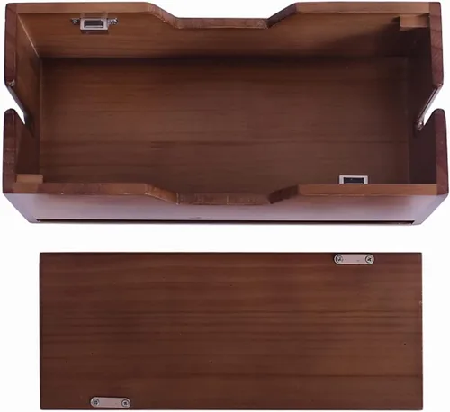 Vista 4 de Caja de organización de cables, caja de almacenamiento de alambre de madera, estante de enrutador de escritorio, organizador de cables grande