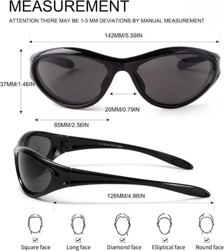 Vista 5 de ADE WU Gafas de sol Y2K de moda envolventes de moda deportivas gafas de sol gafas de sol futuristas