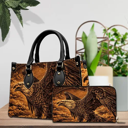 Vista 9 de Novedosa colección de bolsos de cuero de arte animal con bolso a juego, bolsa de mano vintage de vida silvestre, regalo para mujer