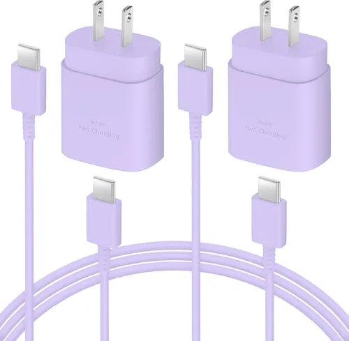Vista 9 de AISNI Cargador USB C, paquete de 2 cargadores tipo C de 25 W, carga rápida con cable de carga USBC de 6 pies, carga de teléfono Android para Galaxy