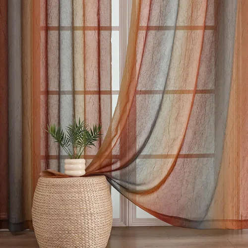 Vista 18 de OWENIE Cortinas transparentes degradadas para dormitorio, sala de estar, 96 Morado y dorado