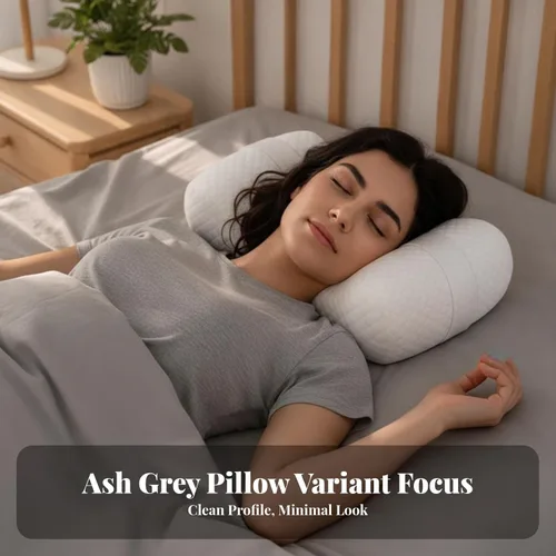 Vista 8 de Pillow Neck Support Pressure-Relieving, Memory Foam Pillow with Strap, Supportive, for Bed, Blue White