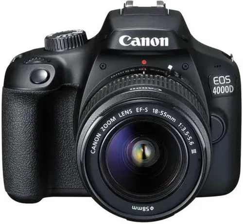 Vista 3 de Canon Cámara DSLR EOS 4000D/Rebel T100 con Canon EF-S 0.709-2.165 in F/3.5-5.6 DC III Zoom y teleobjetivo zoom 16.535-31.496 in f/8.3 HD + memoria