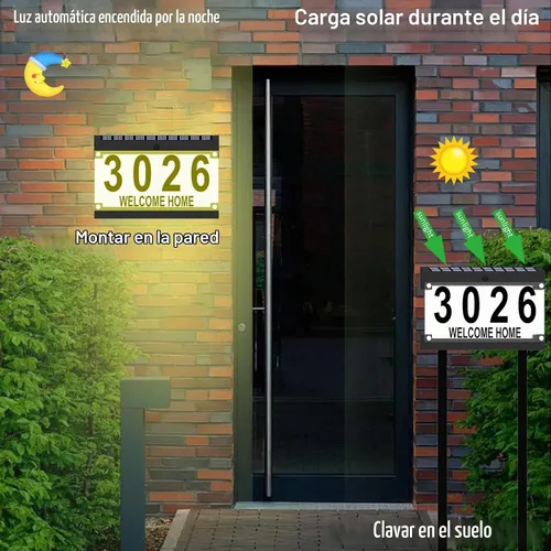 Vista 3 de Acrylic - Números solares de dirección para casa, letrero de dirección con estacas dobles, doble color impermeable, placa de dirección moderna