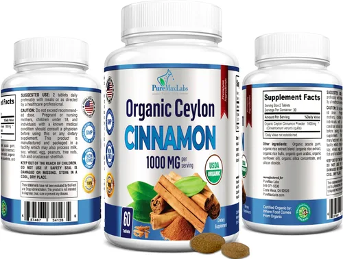 Vista 4 de YUMMYVITE Canela de Ceilán orgánica, 1000 mg por porción, suplemento orgánico certificado de canela verdadera, antioxidante, absorción rápida, 60