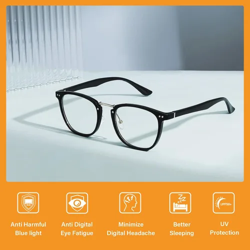 Vista 4 de Cyxus TR90 - Gafas cuadradas para hombre, marco transparente, con bloqueo de luz azul, lentes de computadora ultraligeras