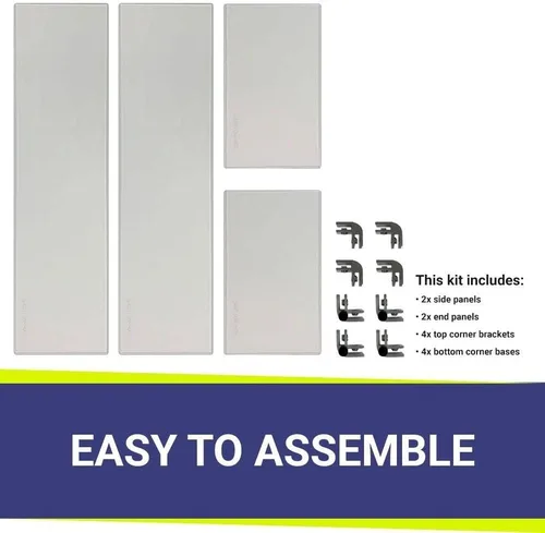 Vista 4 de American Fireglass Protector de llama de vidrio templado para sartenes rectangulares de 18 x 6 pulgadas Protector contra viento para exteriores