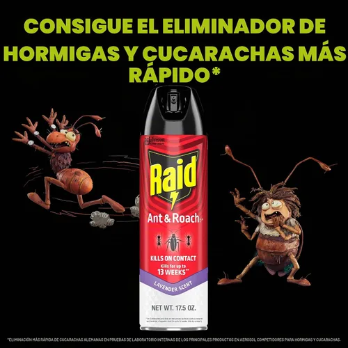 Vista 6 de Raid Ant & Roach Killer - Spray para insectos listados, mata por semanas, aroma a lavanda, 17.5 oz, paquete de 1