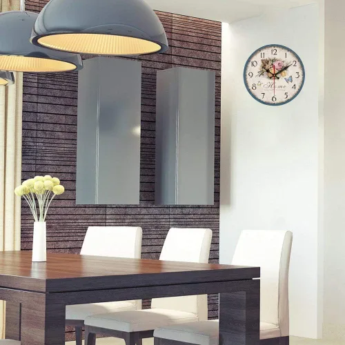 Vista 5 de YeYo Reloj de pared de flores de estilo europeo simple sin marco, madera MDF impermeable, decoración artística silenciosa para el hogar, sala
