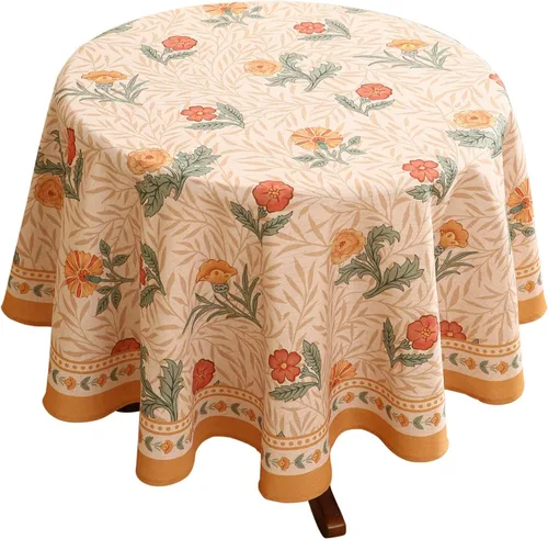 Vista 32 de [Usado] patdrea Mantel largo de lino de diseño verde para mesa rectangular, mantel vintage transpirable con patrón de frutas amarillas, funda
