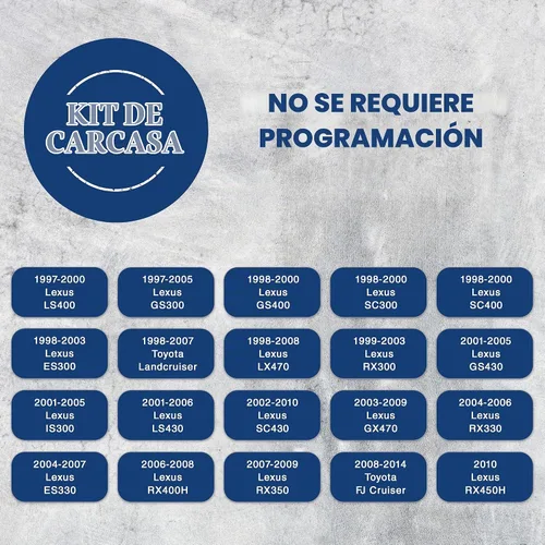Vista 4 de KeylessOption Estuche de llave de reemplazo para 1997 1998 1999 2000 2001 2002 2003 2004 2005 2006 2007 2008 2009 2010 2011 2012 2013 2014 Lexus